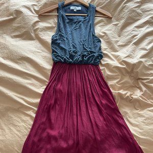 LOFT Gray Burgundy Dress